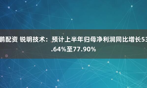 鹏配资 锐明技术：预计上半年归母净利润同比增长53.64%至77.90%
